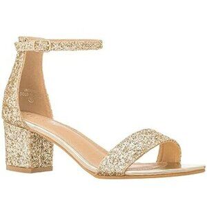 XYD Gold Women’s Fashion Ankle Strap Kitten Heel Sandals - Adorable Cute